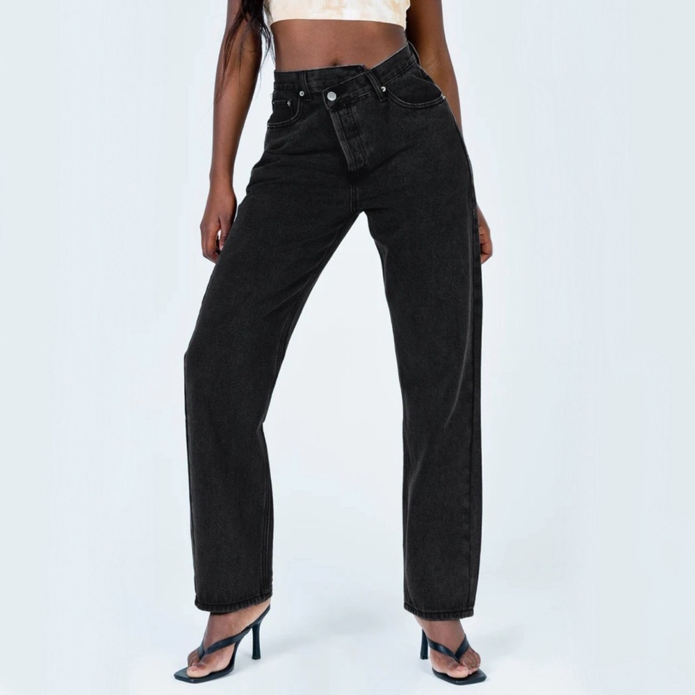 Princess Polly Black Asymmetrical Jeans
